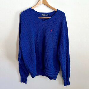 Polo By Ralph Lauren Blue Cable Knit Sweater, Mens size XL